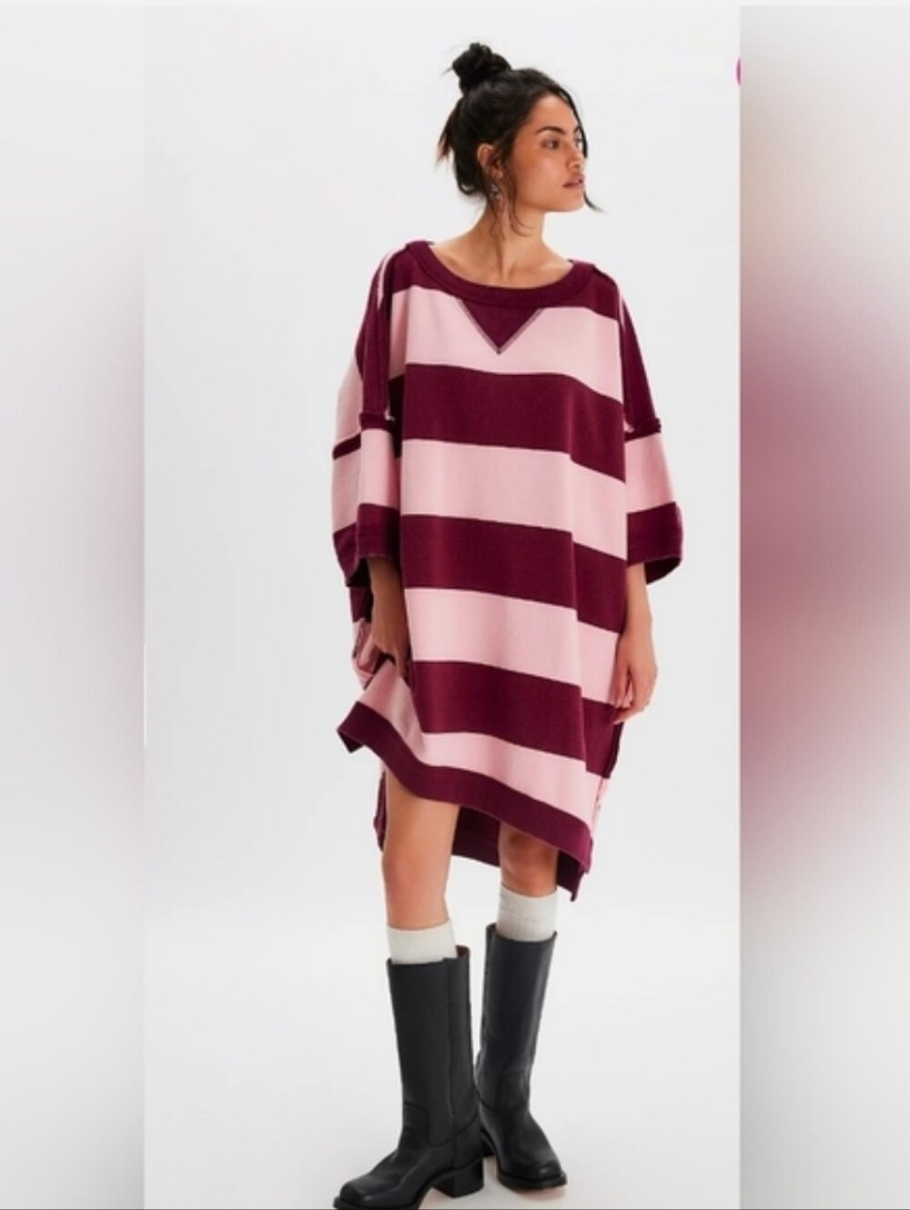 NWT Free People We The Free Out Here Striped Maxi Sweatshirt Dress Oversized